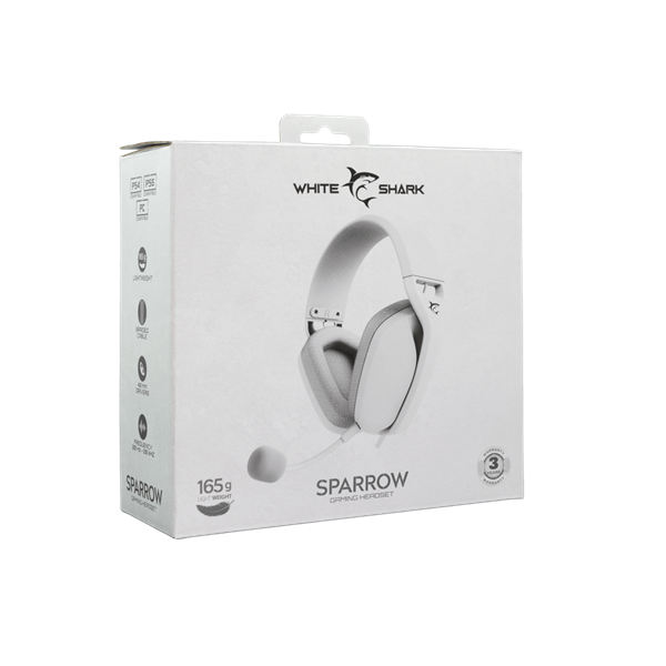 WHITE SHARK SPARROW-W, GH-2443W, gamer fejhallgató, fehér, (3.5 Jack 4 pin.) - Image 8