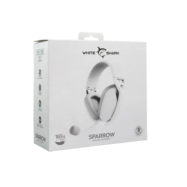WHITE SHARK SPARROW-W, GH-2443W, gamer fejhallgató, fehér, (3.5 Jack 4 pin.) - Image 8