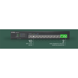 ZYXEL Switch 10x10Gigabit SFP+ + 2x10G, Menedzselhető Rackes, XS1930-12F-ZZ0101F