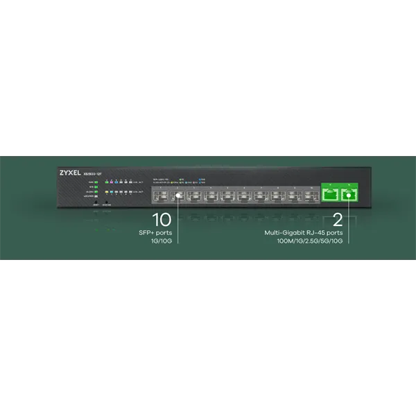 ZYXEL Switch 10x10Gigabit SFP+ + 2x10G, Menedzselhető Rackes, XS1930-12F-ZZ0101F