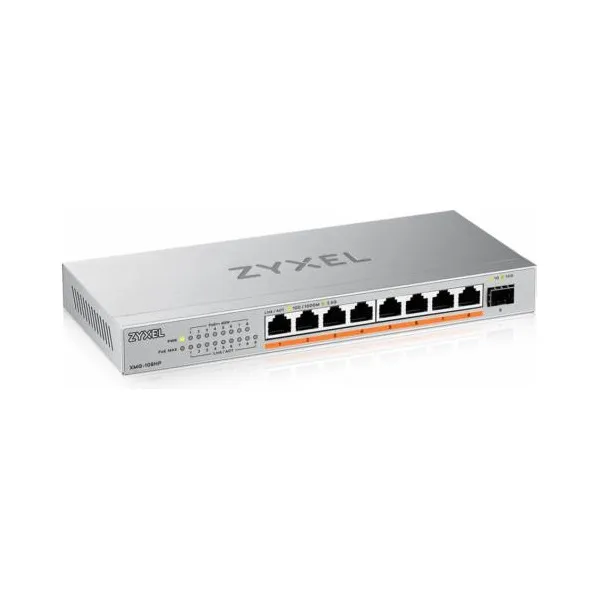 ZYXEL Switch 8x2.5Gbps(8xPOE++) + 1xSFP+  Fémházas Asztali, XMG-108HP-EU0101F