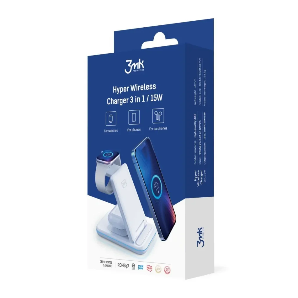 3mk Hyper vezetéknélküli töltő 3w1 15W kiegészítő - Image 5