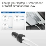 ACT 2-port USB-C Fast Car Charger 95W with PD, QC and GaNFast Black - Image 3