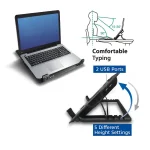 ACT AC8110 Laptop hűtőállvány 17"-ig állítható magasság (5 pozícióban) 2 portos hub - Image 3