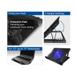 ACT AC8110 Laptop hűtőállvány 17"-ig állítható magasság (5 pozícióban) 2 portos hub - Image 4
