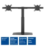 ACT AC8332 Free Standing Gas Spring Dual Monitor Arm Office Crossbar 10"-27" Black - Image 4