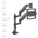 ACT AC8341 Single Monitor Arm and Laptop Arm Office Premium with Gas Spring Pole Mounted - Image 14