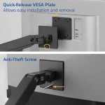 ACT AC8343 Dual Monitor Arm Office Premium with Gas Spring Pole Mounted - Image 7