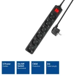 ACT Hálózati Elosztó Kapcsolóval 6DIN 3m Black - Image 2
