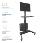 ACT Mobile Workstation for a single monitor with CPU mount keyboard and mouse tray Black - Image 2