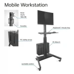 ACT Mobile Workstation for a single monitor with CPU mount keyboard and mouse tray Black - Image 3