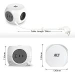 ACT Power Strip Cube E Socket Hálózati Elosztó 3DIN 1,5m White - Image 6