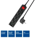 ACT Power Strip with Illuminated Switch Hálózati Elosztó Kapcsolóval 4DIN 2m Black - Image 2