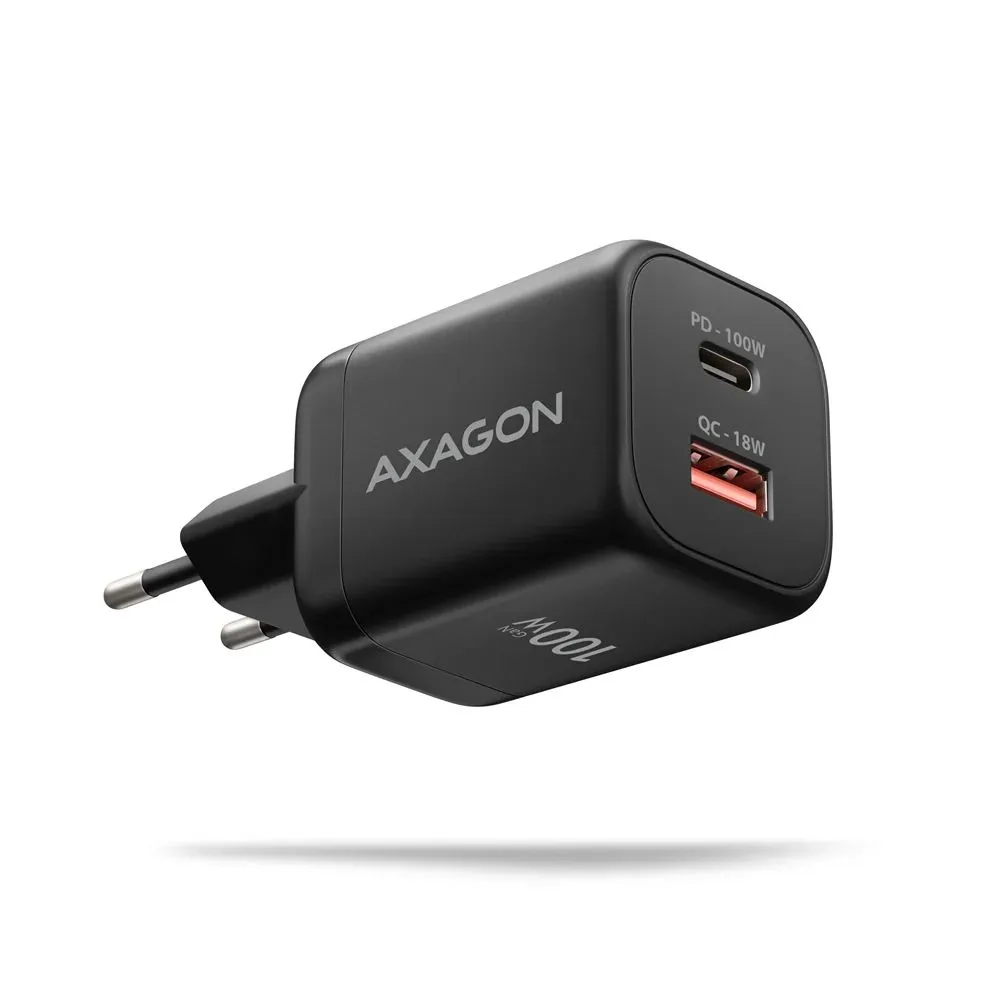 AXAGON ACU-PQ100 PD3.0 & QC4+ Dual Outputs Wall Charger 100W Black