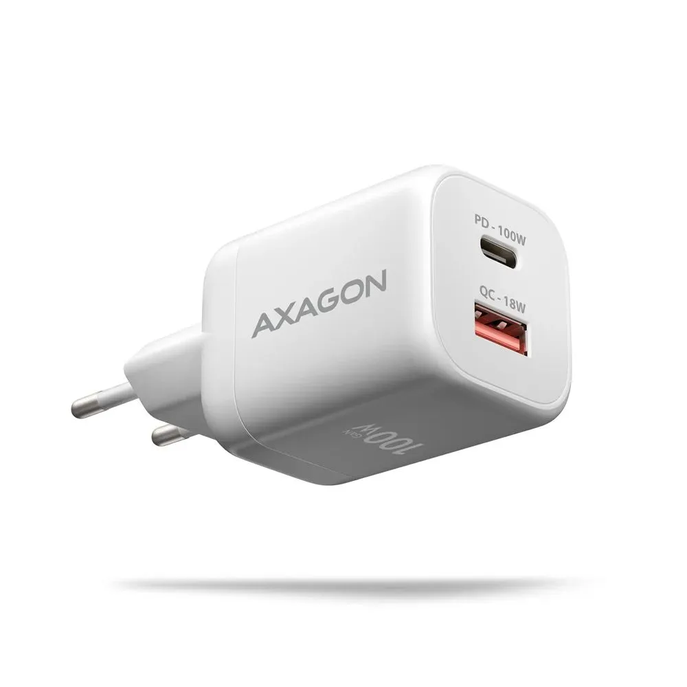 AXAGON ACU-PQ100W PD3.0 & QC4+ Dual Outputs Wall Charger 100W White