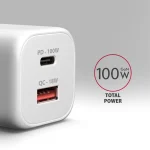 AXAGON ACU-PQ100W PD3.0 & QC4+ Dual Outputs Wall Charger 100W White - Image 2