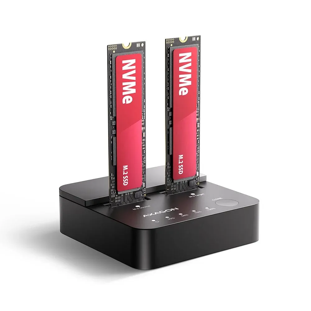 AXAGON ADSA-M2C22L USB-C 20Gbps docking station for 2× M.2 NVMe SSD with disk cloning function without PC