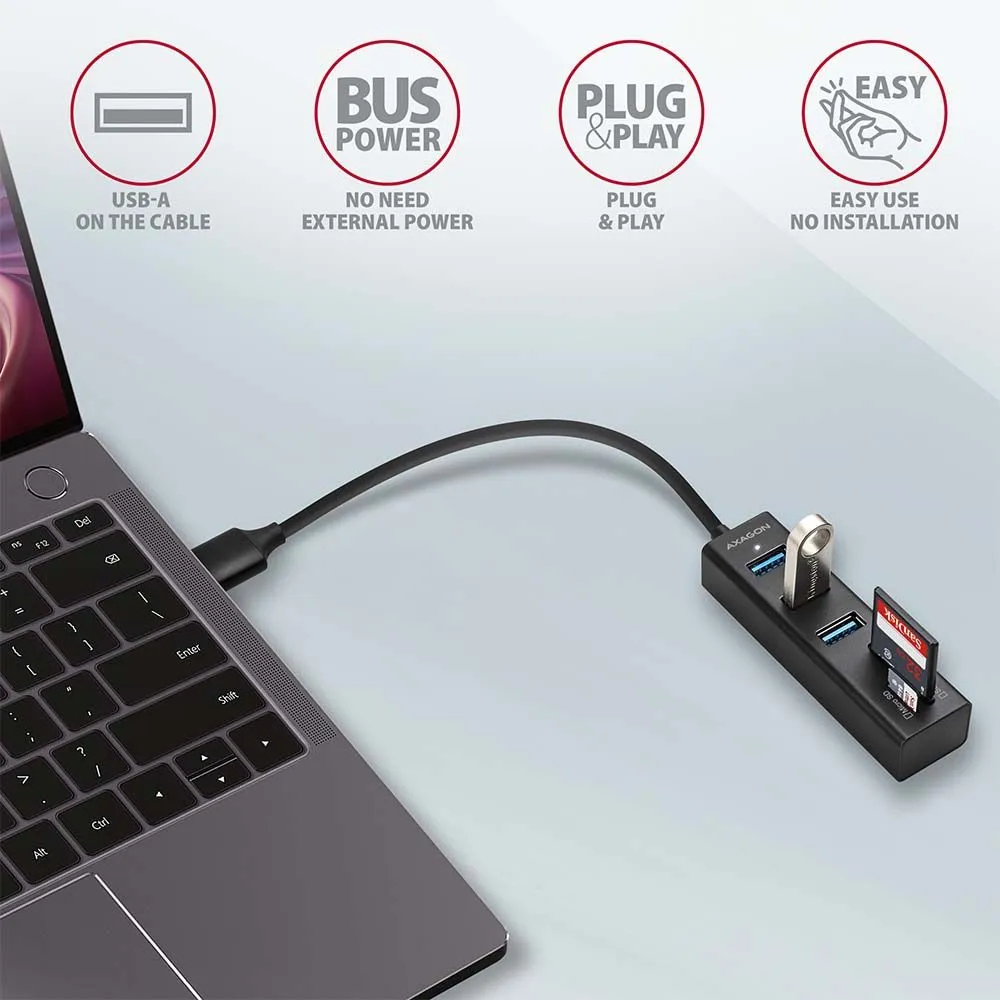 AXAGON HMA-CR3A USB3.2 multiport Hub 3-port + SD/microSD metal - Image 4
