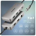 AXAGON HMC-CUB83X2 USB-C 10Gbps DUAL 4K DISPLAY 7in1 hub - Image 2
