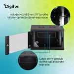 Digitus Dynamic DN-37101 19" 7U Falra szerelhető Rackszekrény Black - Image 6