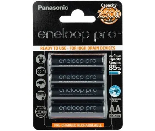 eneloop-pro-4xaa-2500mah_1 Panasonic Eneloop Pro 2500mAh AA Ni-MH akkumulátor 4db/csomag - Image 1