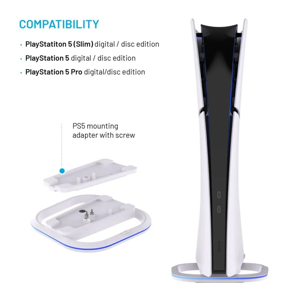 FIXED LED Stand for PlayStation 5, 5 (Slim) and 5 Pro, White - Image 3