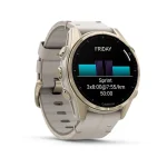 Garmin fenix 8 43mm AMOLED Sapphire, Soft Gold with Limestone Leather Band - Image 2