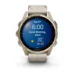 Garmin fenix 8 43mm AMOLED Sapphire, Soft Gold with Limestone Leather Band - Image 3