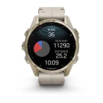 Garmin fenix 8 43mm AMOLED Sapphire, Soft Gold with Limestone Leather Band - Image 8