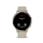 Garmin Venu 3S Soft Gold Stainless Steel Bezel with French Gray Case and Silicone Band - Image 2