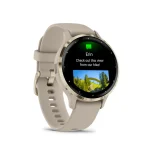 Garmin Venu 3S Soft Gold Stainless Steel Bezel with French Gray Case and Silicone Band - Image 4