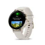 Garmin Venu 3S Soft Gold Stainless Steel Bezel with Ivory Case and Silicone Band - Image 2