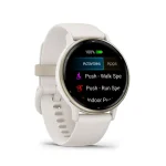 Garmin Vivoactive 5 Cream Gold Aluminum Bezel with Ivory Case and Silicone Band - Image 3
