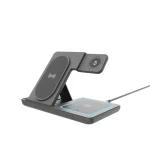 Gembird 3-in-1 foldable wireless charger stand 15W for Samsung watch Black - Image 2