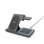 Gembird 3-in-1 foldable wireless charger stand 15W for Samsung watch Black - Image 4