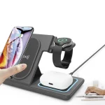 Gembird 3-in-1 foldable wireless charger stand 15W for Samsung watch Black - Image 5