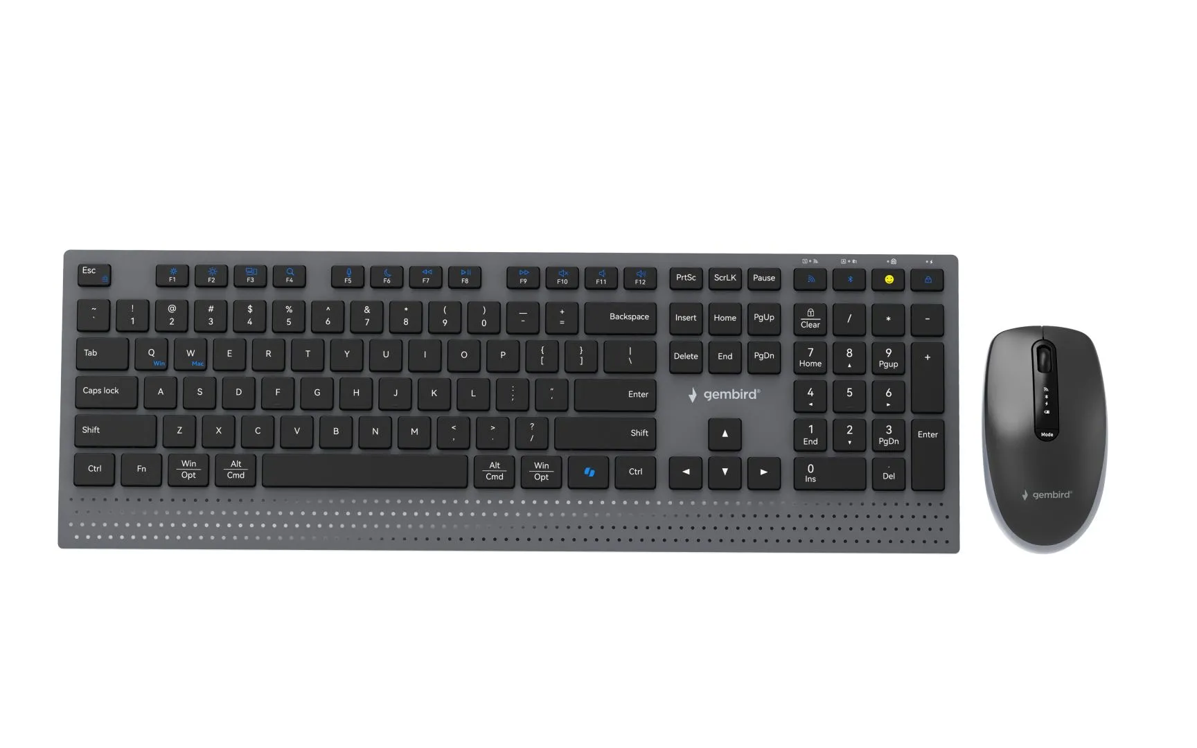 Gembird KBS-WPS-02 Dual-Mode Slim Wireless Bluetooth Keyobard Combo Black US