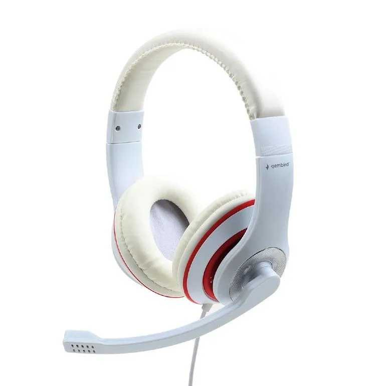 gembird-mhs-03-wtrd-stereo-headset-white_1 Gembird MHS-03-WTRD Stereo Headset White/Red - Image 1