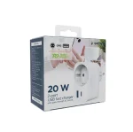 Gembird TA-ACPDQC20-01-W 2-port USB fast charger with pass-through AC socket 20W White - Image 4