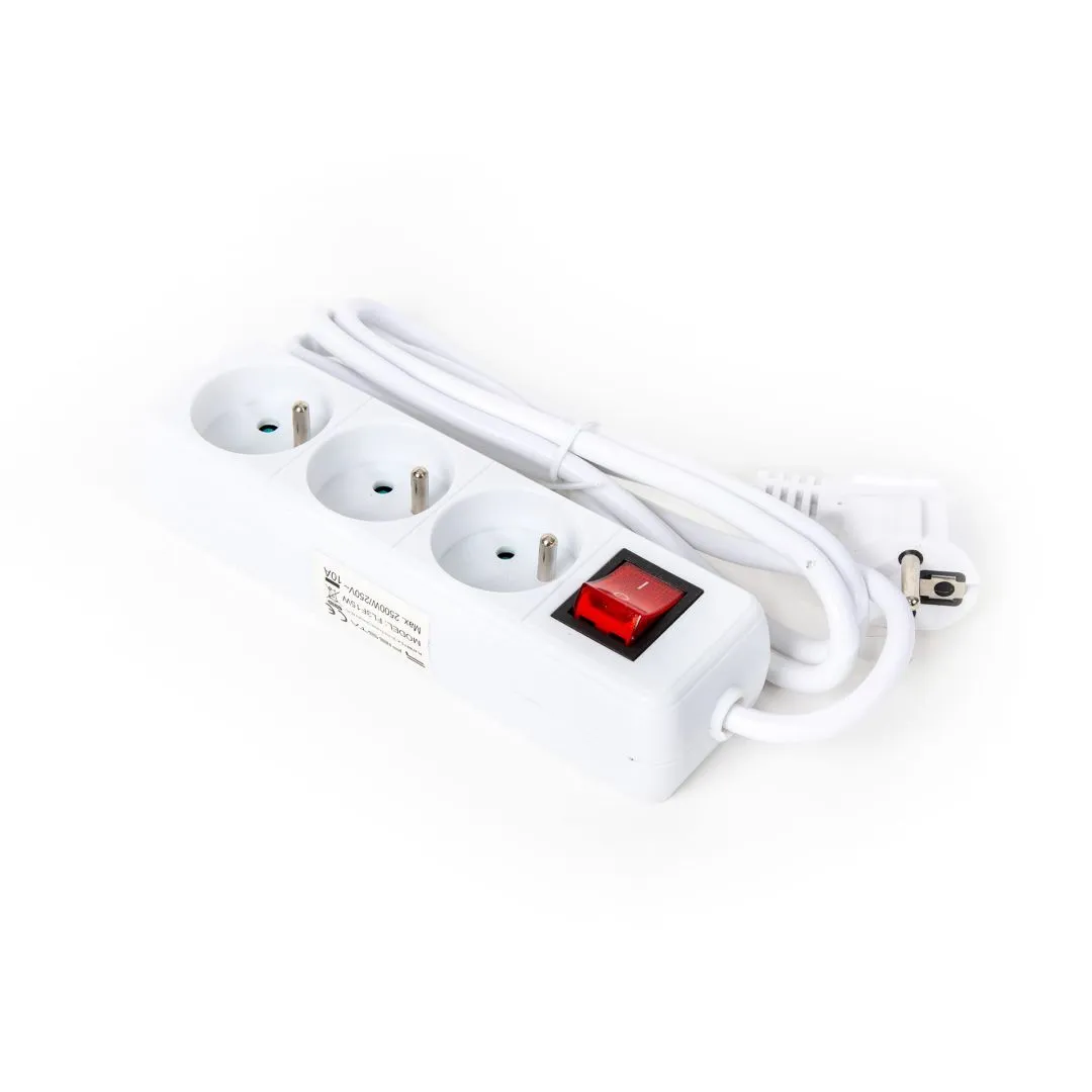 Platinet Hálózati Elosztó Kapcsolóval 3DIN 1,5m White