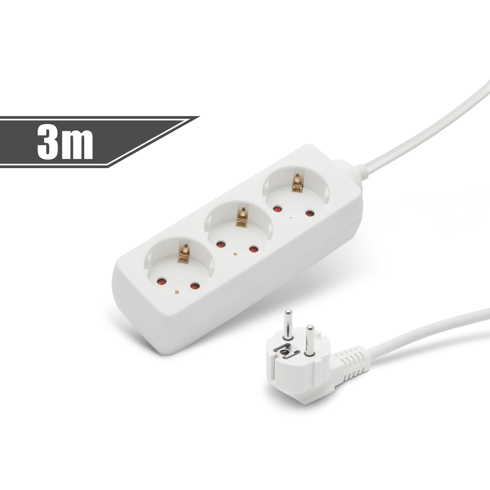 noname-halozati-eloszto-3-aljzat-3m_1.jpg Delight Hálózati Elosztó 3DIN 3m White - Image 1