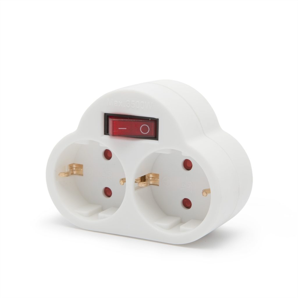 Delight Hálózati Elosztó Kapcsolóval 2DIN Fali White - Image 1