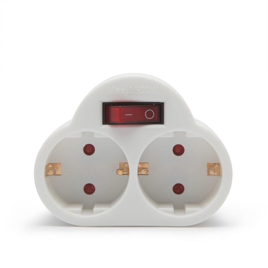 Delight Hálózati Elosztó Kapcsolóval 2DIN Fali White - Image 2