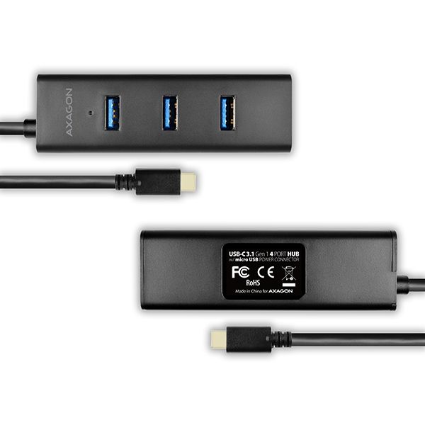 AXAGON HUE-S2C USB-C 3.1 Charging Hub Black - Image 3