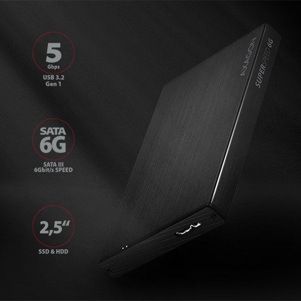 AXAGON EE25-XA6 2,5" USB3.0 HDD SATA Aline Box Black - Image 2