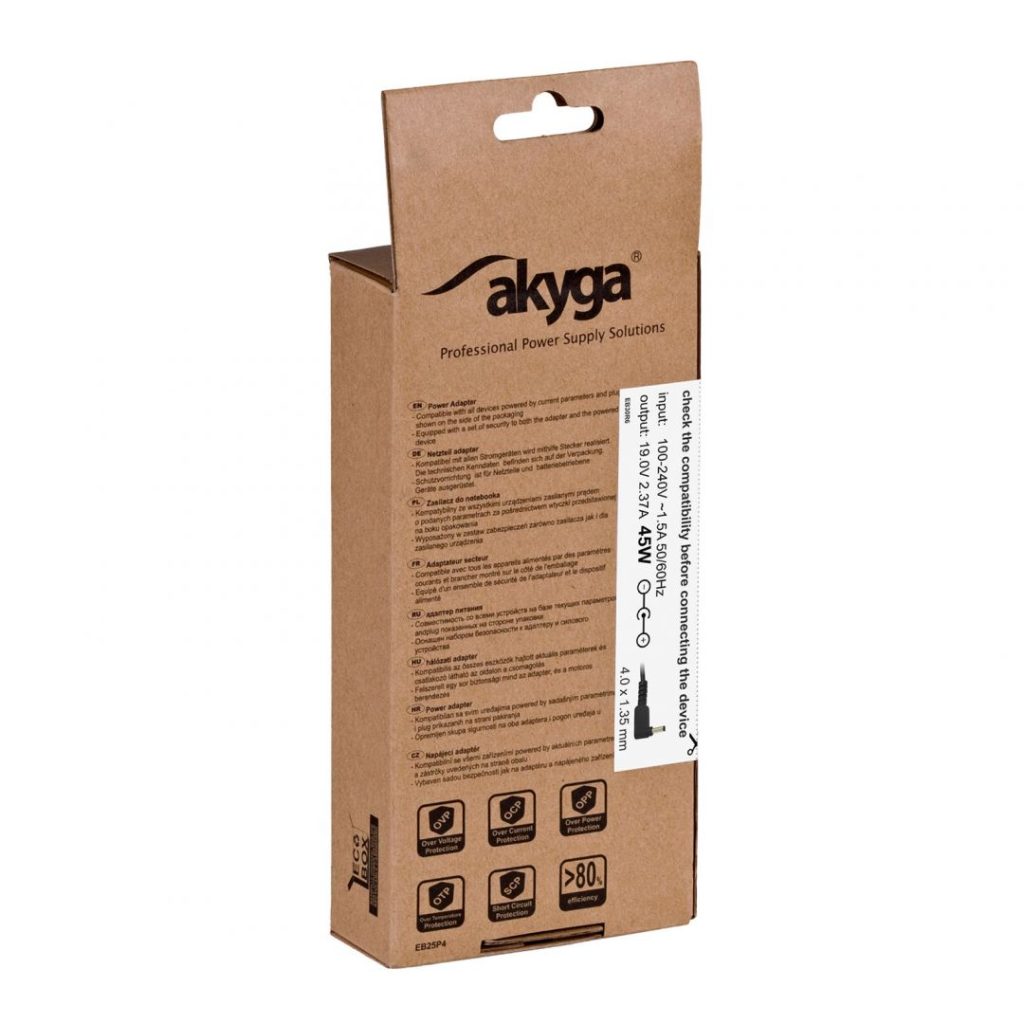 Akyga AK-ND-54 19V / 2,37A 45W 4x1,35mm Asus hálózati notebook töltő - Image 4