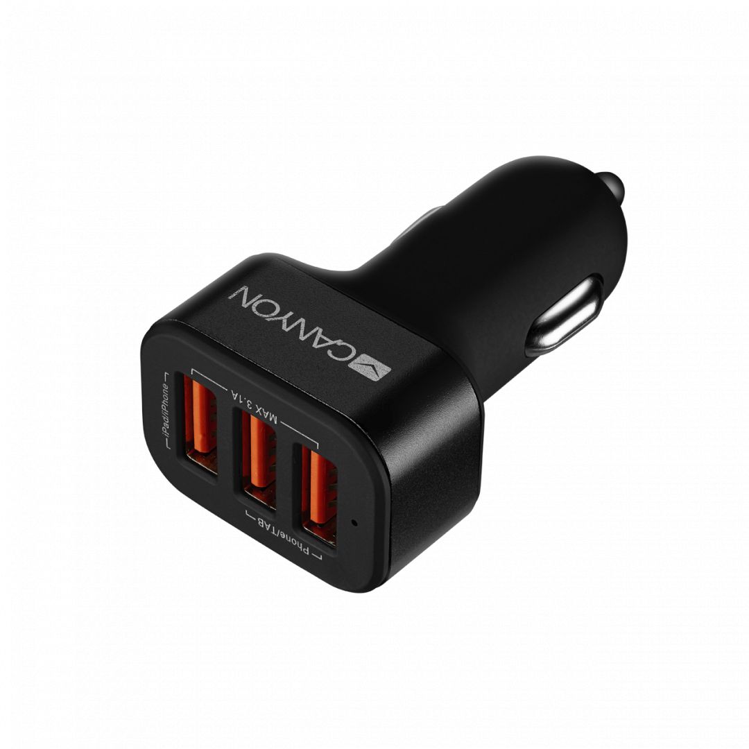 Canyon CNE-CCA06B Triple USB Car Charger 3.1A Black - Image 1