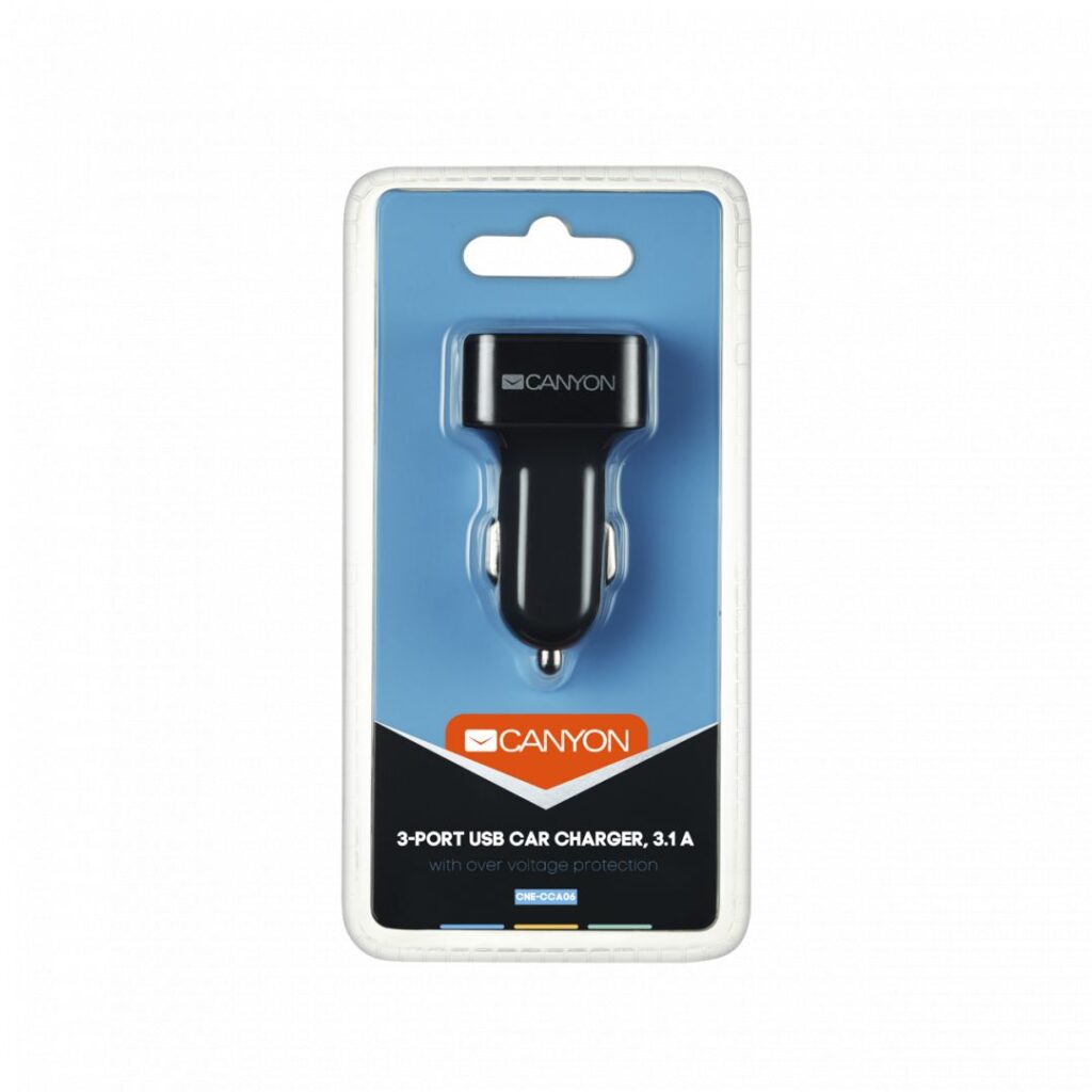 Canyon CNE-CCA06B Triple USB Car Charger 3.1A Black - Image 4
