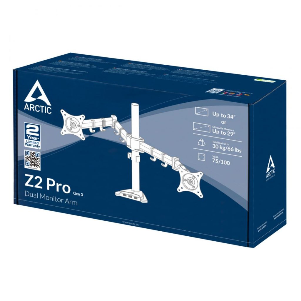 Arctic Z2 Pro Gen 3 Dual Monitor Arm with SuperSpeed USB Hub Black - Image 15