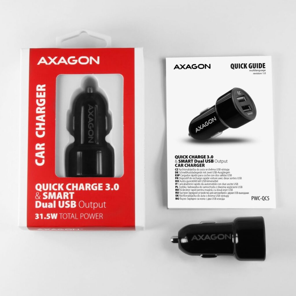 AXAGON PWC-QC5 QC3.0 + 2.4A Car Charger Black - Image 10